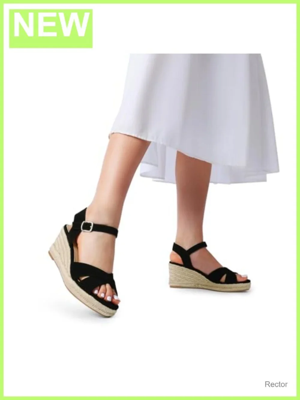 Espadrille Wedge Sandals with Raffia Ankle Strap, 2.95